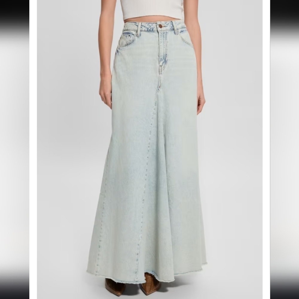 Guess -Sz M/29- Women's Light Blue Denim Maxi Skirt